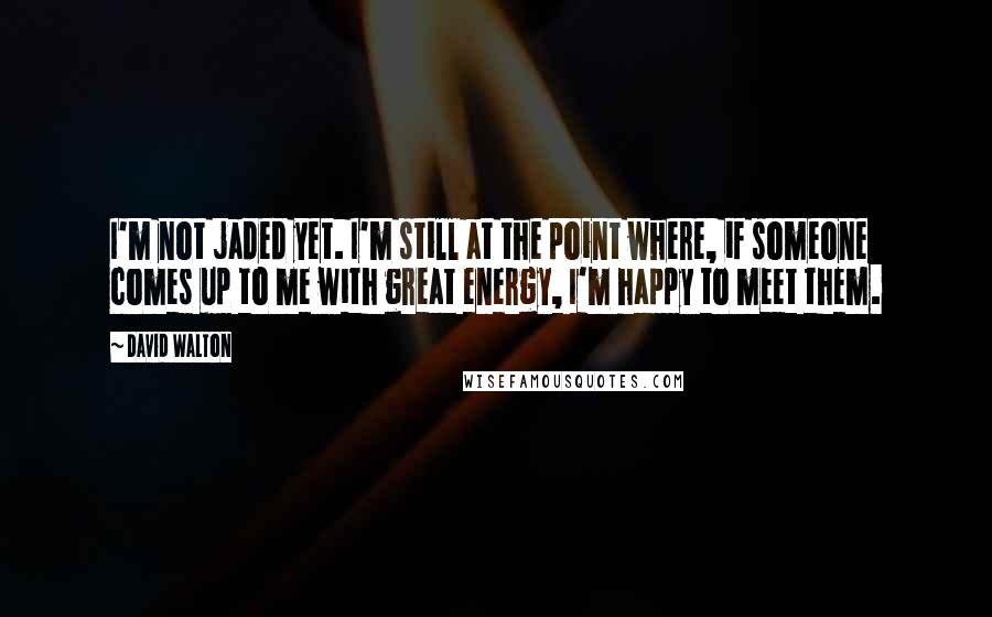 David Walton Quotes: I'm not jaded yet. I'm still at the point where, if someone comes up to me with great energy, I'm happy to meet them.