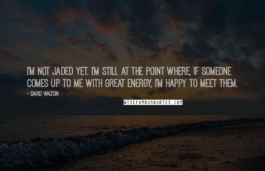 David Walton Quotes: I'm not jaded yet. I'm still at the point where, if someone comes up to me with great energy, I'm happy to meet them.