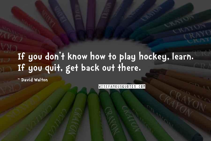 David Walton Quotes: If you don't know how to play hockey, learn. If you quit, get back out there.