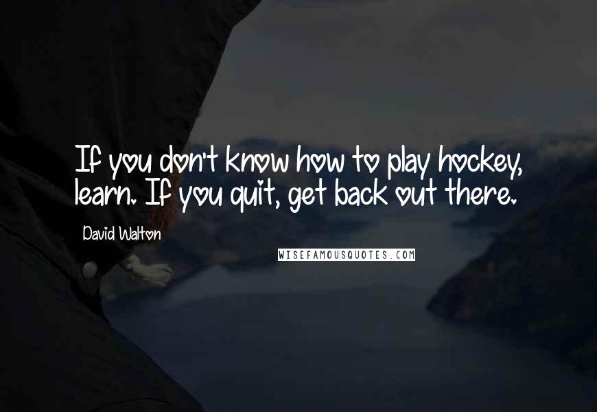 David Walton Quotes: If you don't know how to play hockey, learn. If you quit, get back out there.