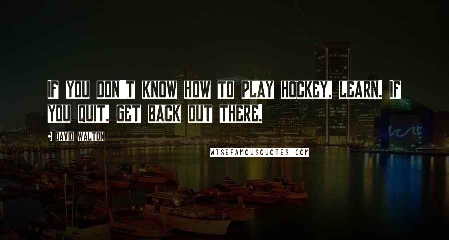 David Walton Quotes: If you don't know how to play hockey, learn. If you quit, get back out there.