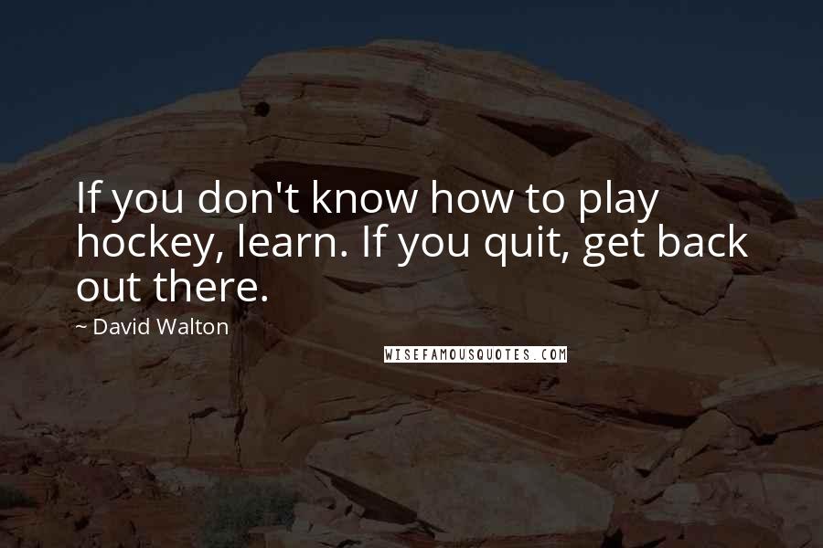 David Walton Quotes: If you don't know how to play hockey, learn. If you quit, get back out there.