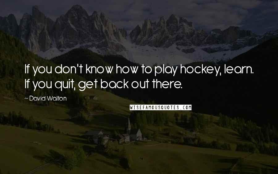 David Walton Quotes: If you don't know how to play hockey, learn. If you quit, get back out there.