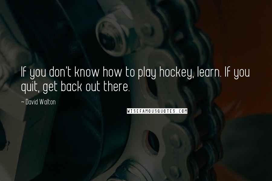 David Walton Quotes: If you don't know how to play hockey, learn. If you quit, get back out there.