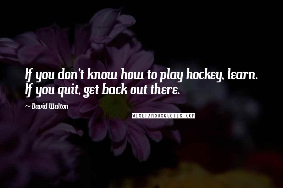 David Walton Quotes: If you don't know how to play hockey, learn. If you quit, get back out there.