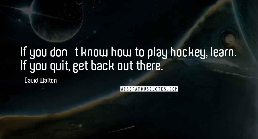 David Walton Quotes: If you don't know how to play hockey, learn. If you quit, get back out there.