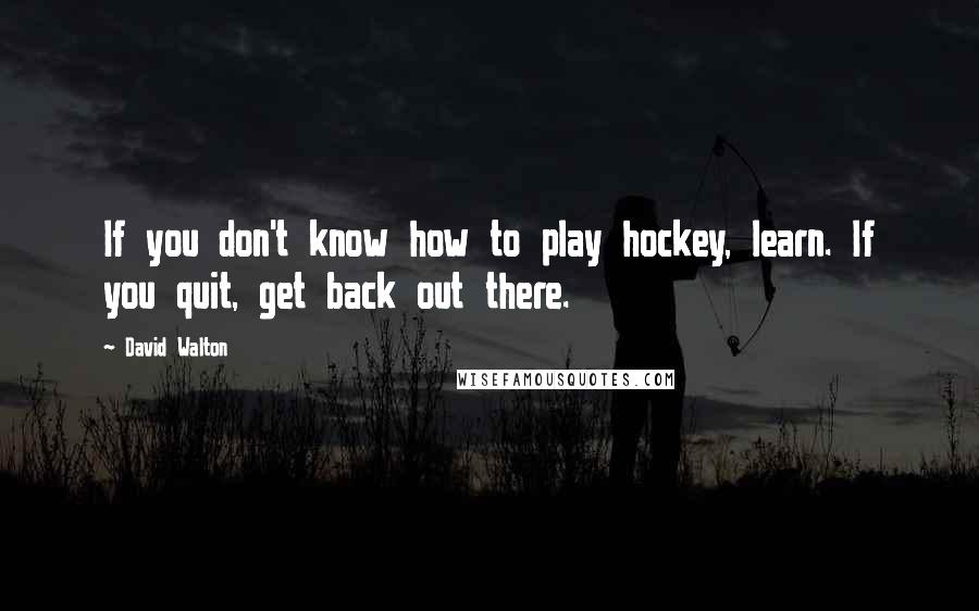 David Walton Quotes: If you don't know how to play hockey, learn. If you quit, get back out there.