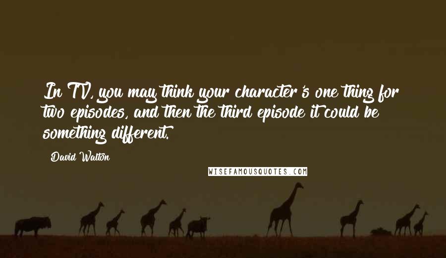 David Walton Quotes: In TV, you may think your character's one thing for two episodes, and then the third episode it could be something different.