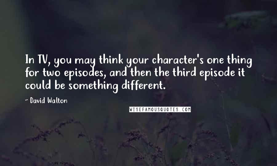 David Walton Quotes: In TV, you may think your character's one thing for two episodes, and then the third episode it could be something different.