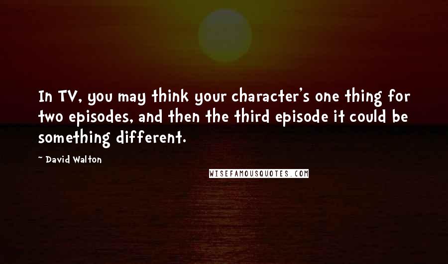 David Walton Quotes: In TV, you may think your character's one thing for two episodes, and then the third episode it could be something different.