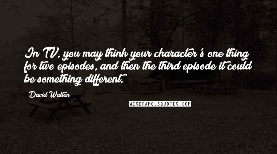 David Walton Quotes: In TV, you may think your character's one thing for two episodes, and then the third episode it could be something different.