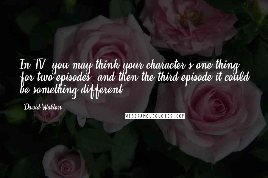 David Walton Quotes: In TV, you may think your character's one thing for two episodes, and then the third episode it could be something different.