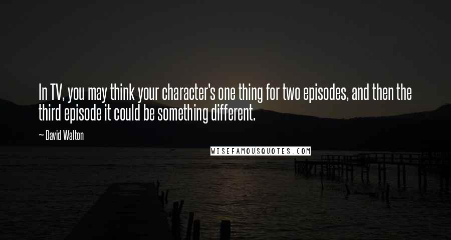 David Walton Quotes: In TV, you may think your character's one thing for two episodes, and then the third episode it could be something different.