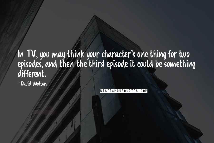 David Walton Quotes: In TV, you may think your character's one thing for two episodes, and then the third episode it could be something different.