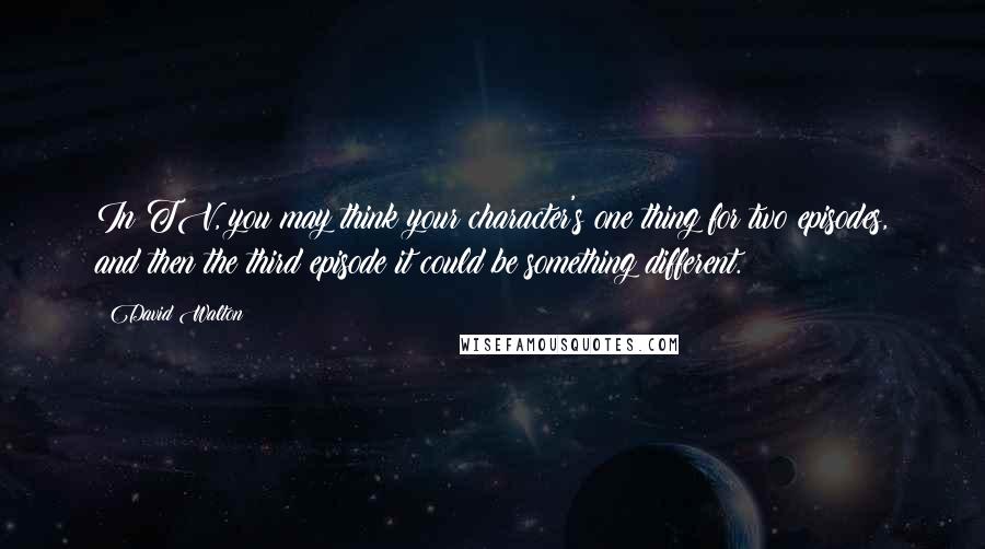 David Walton Quotes: In TV, you may think your character's one thing for two episodes, and then the third episode it could be something different.