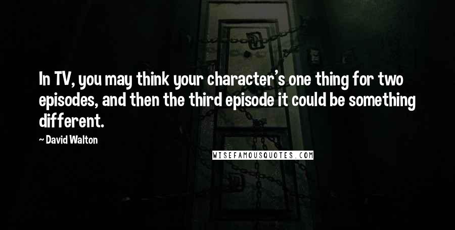 David Walton Quotes: In TV, you may think your character's one thing for two episodes, and then the third episode it could be something different.