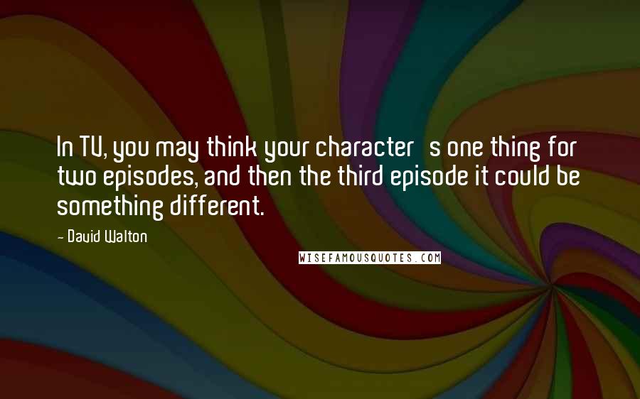 David Walton Quotes: In TV, you may think your character's one thing for two episodes, and then the third episode it could be something different.