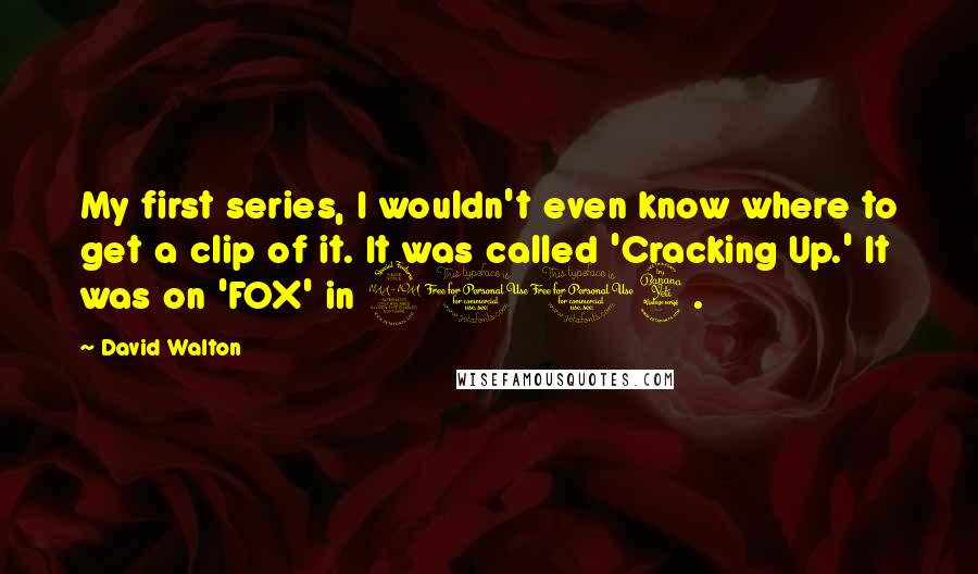 David Walton Quotes: My first series, I wouldn't even know where to get a clip of it. It was called 'Cracking Up.' It was on 'FOX' in 2004.