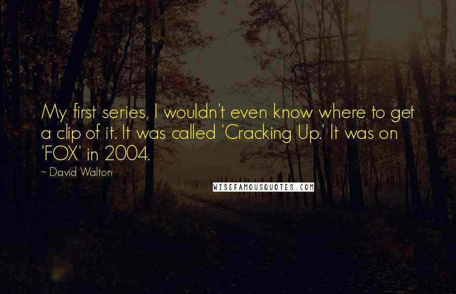 David Walton Quotes: My first series, I wouldn't even know where to get a clip of it. It was called 'Cracking Up.' It was on 'FOX' in 2004.