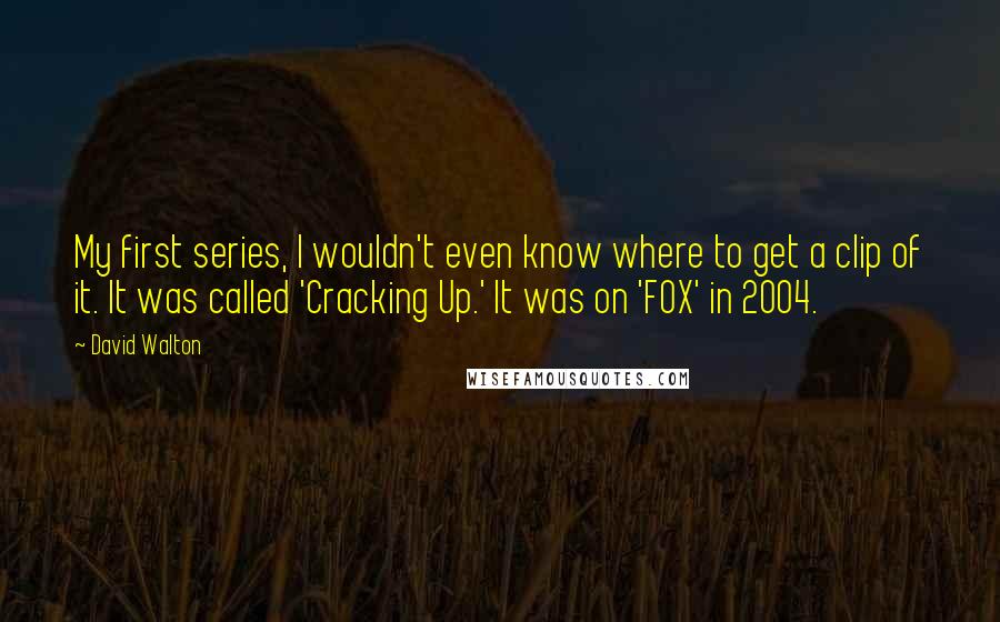 David Walton Quotes: My first series, I wouldn't even know where to get a clip of it. It was called 'Cracking Up.' It was on 'FOX' in 2004.