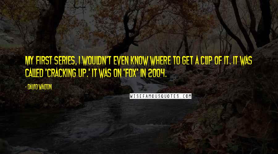 David Walton Quotes: My first series, I wouldn't even know where to get a clip of it. It was called 'Cracking Up.' It was on 'FOX' in 2004.