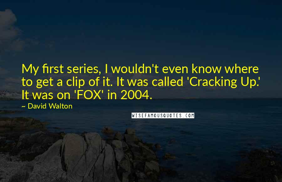 David Walton Quotes: My first series, I wouldn't even know where to get a clip of it. It was called 'Cracking Up.' It was on 'FOX' in 2004.