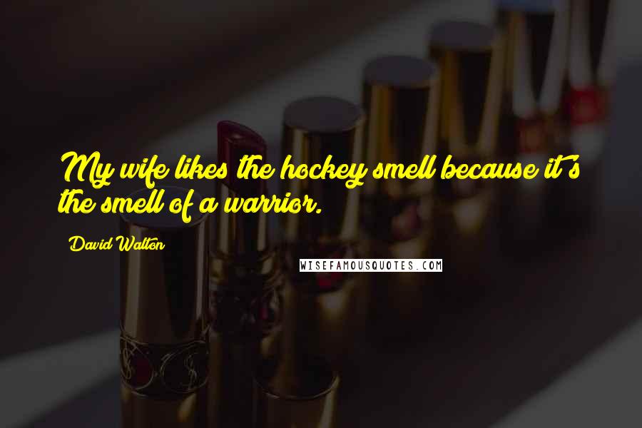 David Walton Quotes: My wife likes the hockey smell because it's the smell of a warrior.