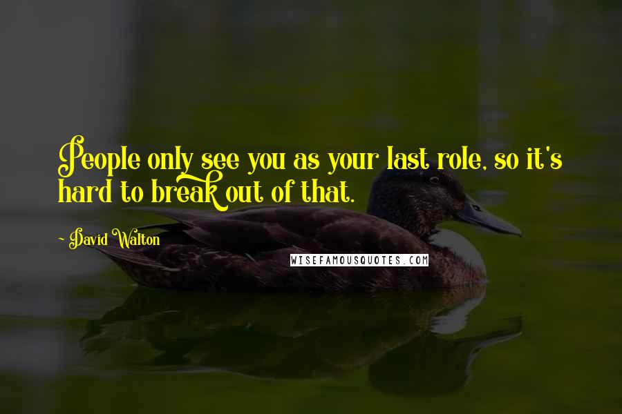 David Walton Quotes: People only see you as your last role, so it's hard to break out of that.