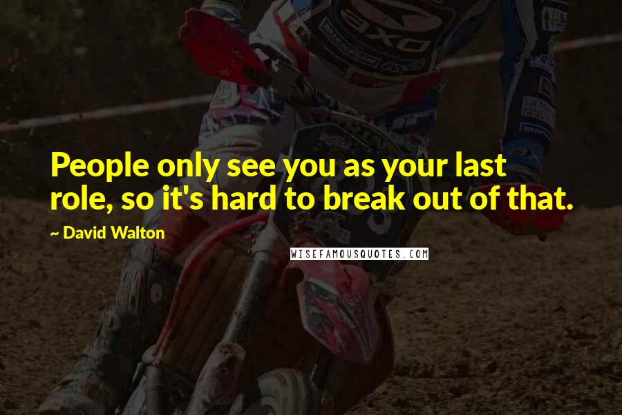 David Walton Quotes: People only see you as your last role, so it's hard to break out of that.