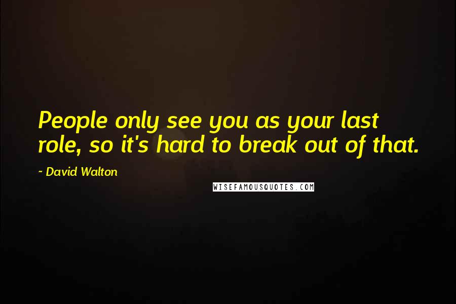 David Walton Quotes: People only see you as your last role, so it's hard to break out of that.