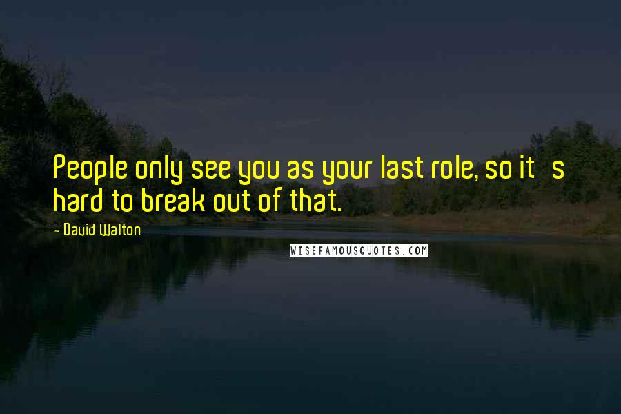 David Walton Quotes: People only see you as your last role, so it's hard to break out of that.