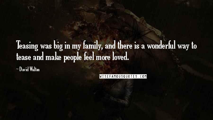 David Walton Quotes: Teasing was big in my family, and there is a wonderful way to tease and make people feel more loved.