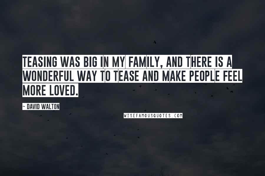 David Walton Quotes: Teasing was big in my family, and there is a wonderful way to tease and make people feel more loved.