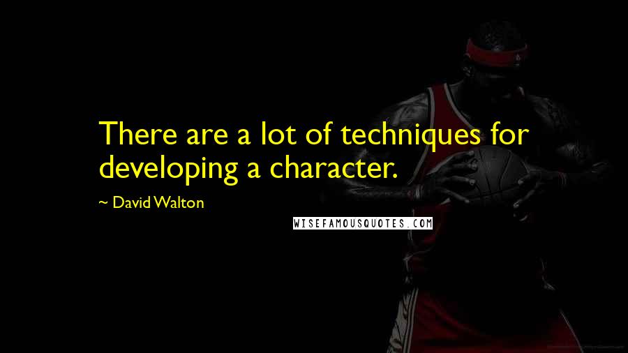 David Walton Quotes: There are a lot of techniques for developing a character.