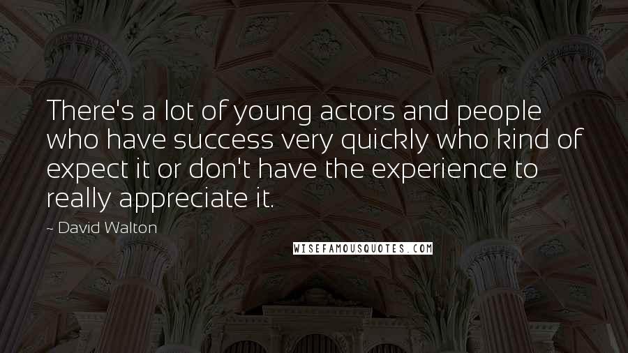 David Walton Quotes: There's a lot of young actors and people who have success very quickly who kind of expect it or don't have the experience to really appreciate it.