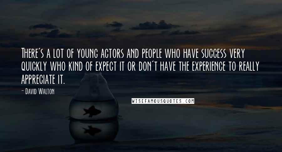 David Walton Quotes: There's a lot of young actors and people who have success very quickly who kind of expect it or don't have the experience to really appreciate it.