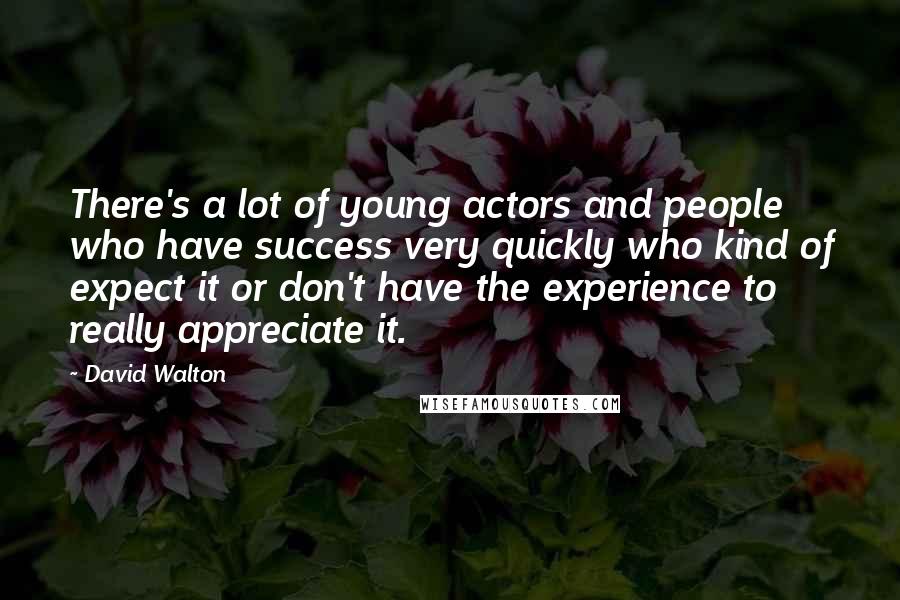 David Walton Quotes: There's a lot of young actors and people who have success very quickly who kind of expect it or don't have the experience to really appreciate it.