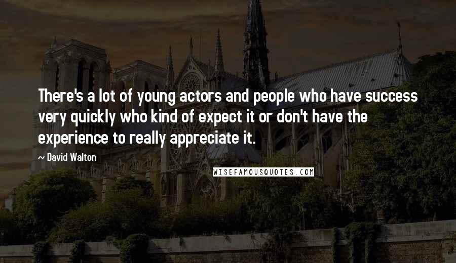 David Walton Quotes: There's a lot of young actors and people who have success very quickly who kind of expect it or don't have the experience to really appreciate it.