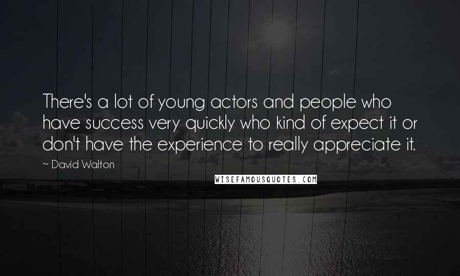 David Walton Quotes: There's a lot of young actors and people who have success very quickly who kind of expect it or don't have the experience to really appreciate it.