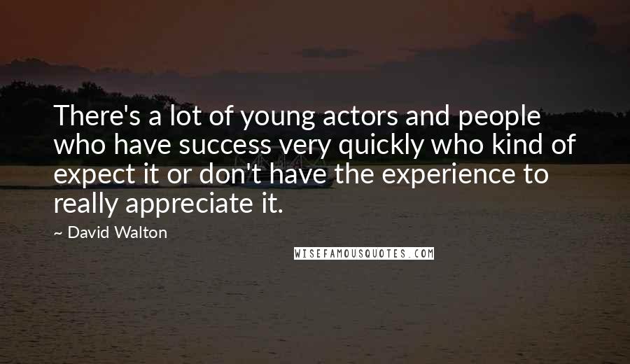 David Walton Quotes: There's a lot of young actors and people who have success very quickly who kind of expect it or don't have the experience to really appreciate it.