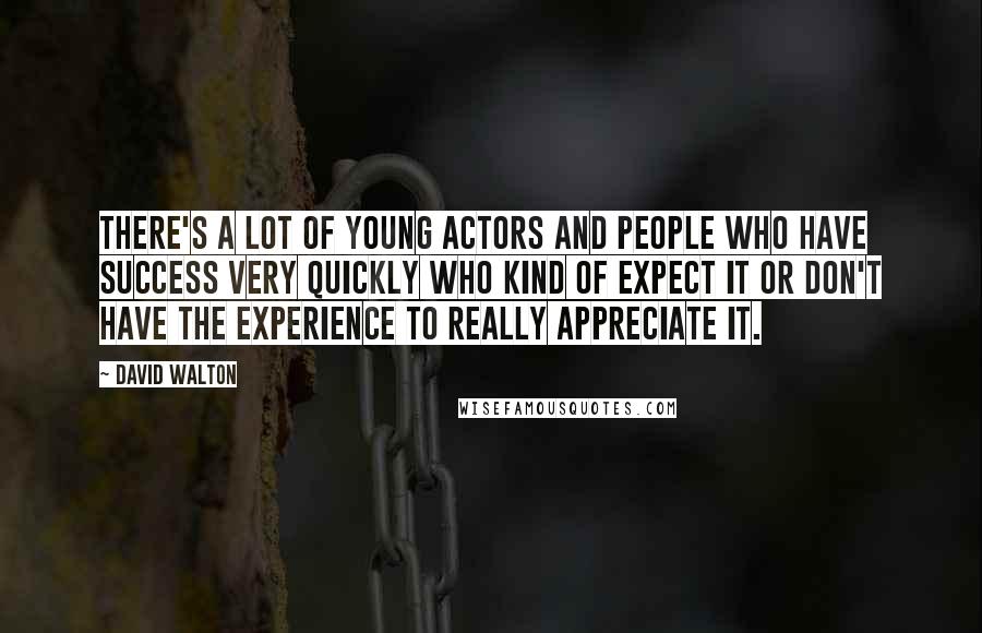 David Walton Quotes: There's a lot of young actors and people who have success very quickly who kind of expect it or don't have the experience to really appreciate it.