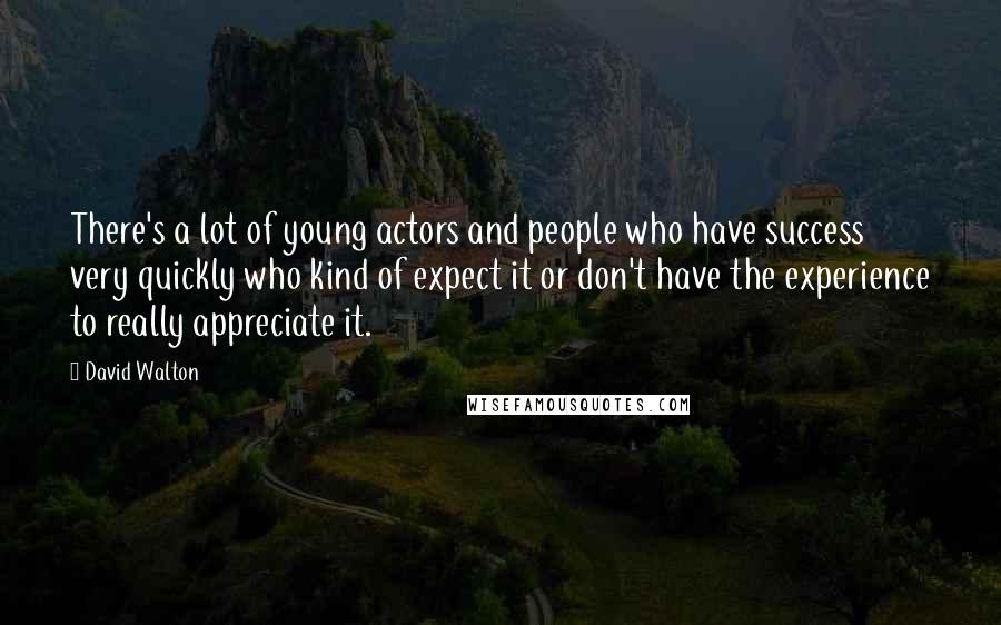 David Walton Quotes: There's a lot of young actors and people who have success very quickly who kind of expect it or don't have the experience to really appreciate it.
