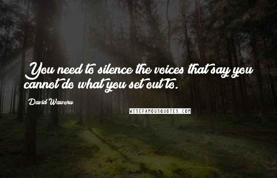 David Waweru Quotes: You need to silence the voices that say you cannot do what you set out to.