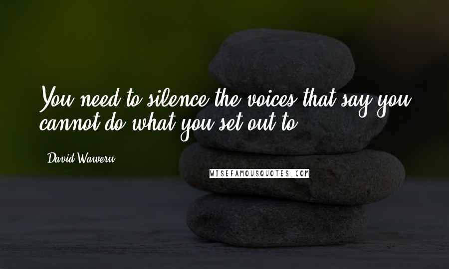 David Waweru Quotes: You need to silence the voices that say you cannot do what you set out to.