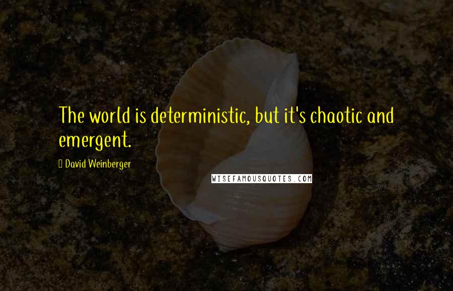 David Weinberger Quotes: The world is deterministic, but it's chaotic and emergent.