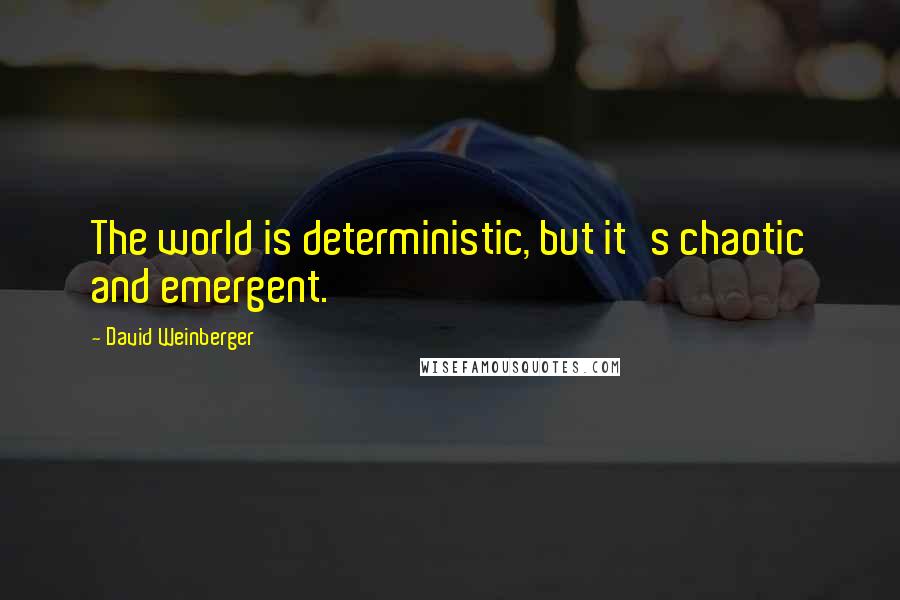 David Weinberger Quotes: The world is deterministic, but it's chaotic and emergent.