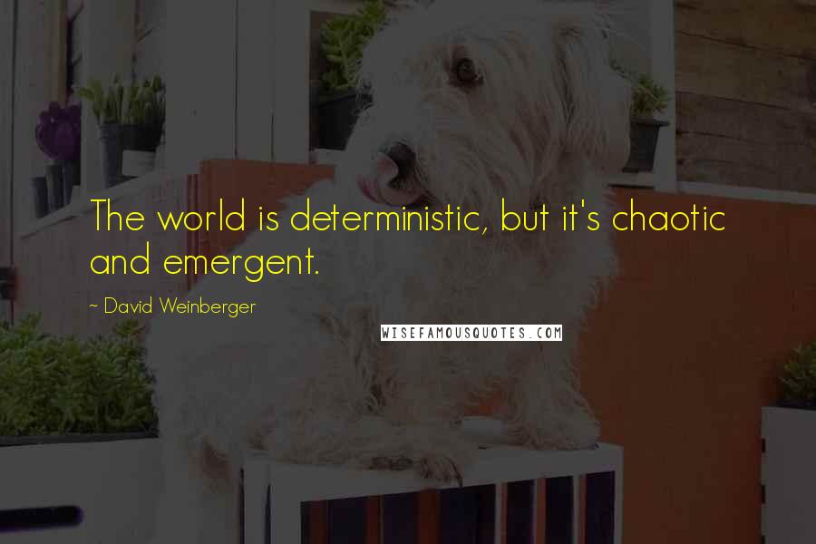 David Weinberger Quotes: The world is deterministic, but it's chaotic and emergent.