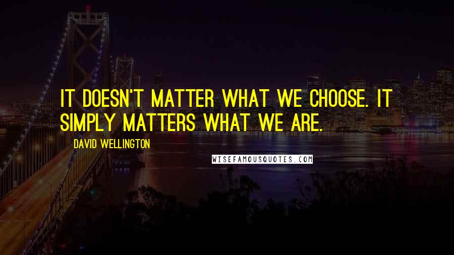 David Wellington Quotes: It doesn't matter what we choose. It simply matters what we are.