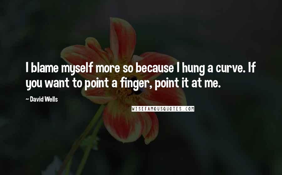 David Wells Quotes: I blame myself more so because I hung a curve. If you want to point a finger, point it at me.