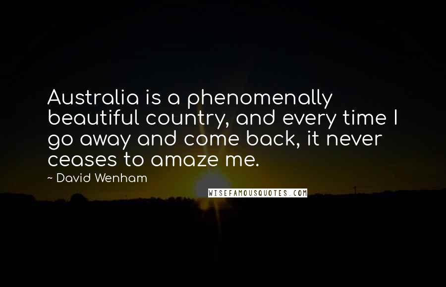 David Wenham Quotes: Australia is a phenomenally beautiful country, and every time I go away and come back, it never ceases to amaze me.